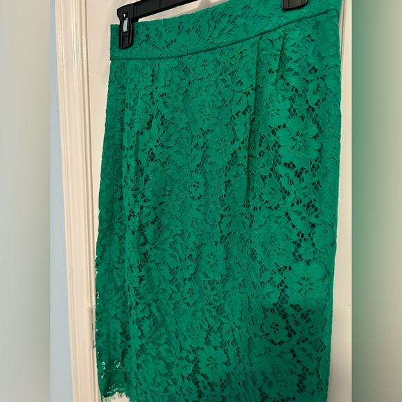 J. CREW LACE GREEN PENCIL SKIRT - Picture 3 of 5